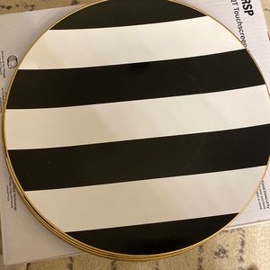 Black, white and gold trimmed dinner chargers